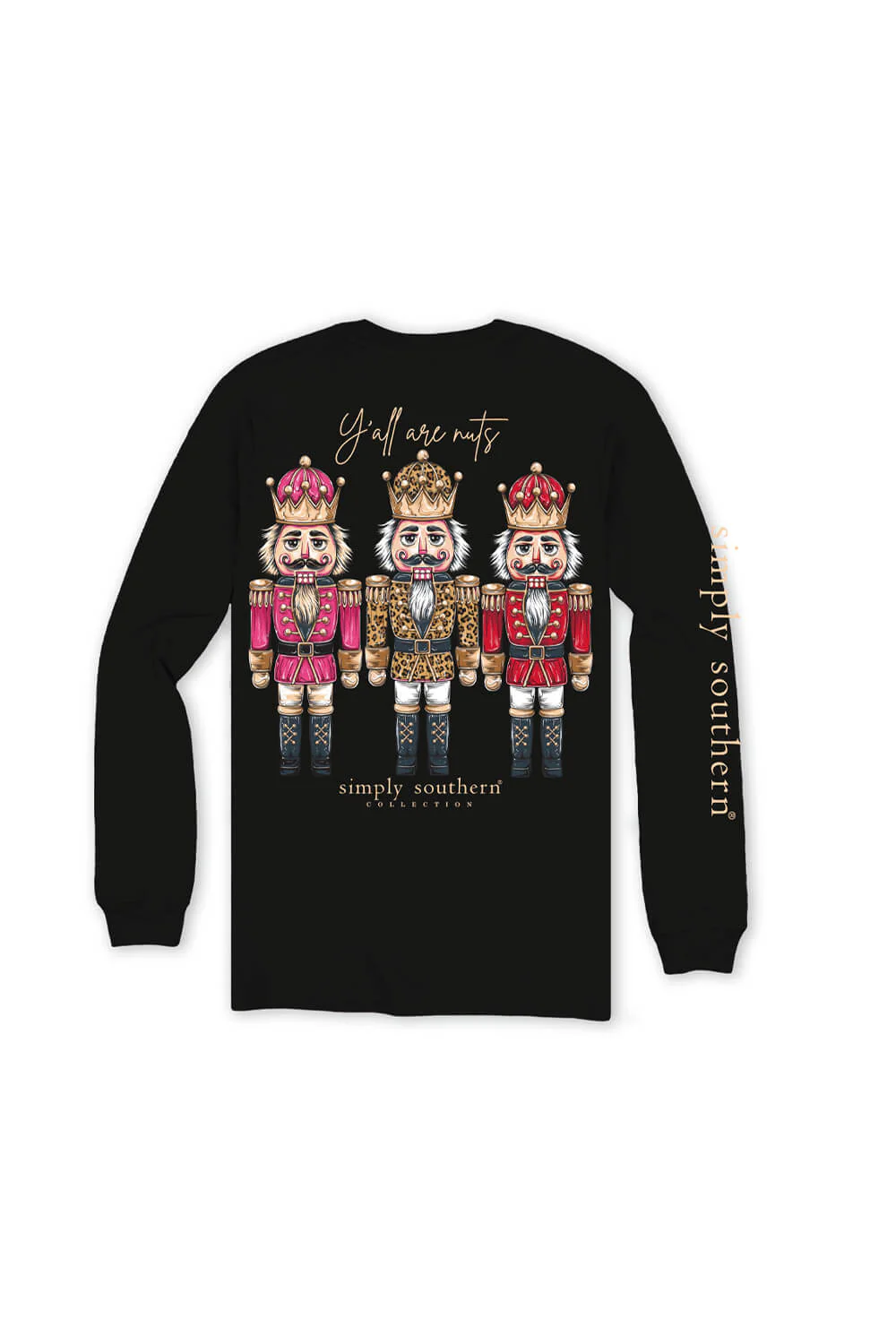 Simply Southern Y’all Are Nuts Long Sleeve T-Shirt for Women in Black | LS-NTCRCKR-BLK - Image 3