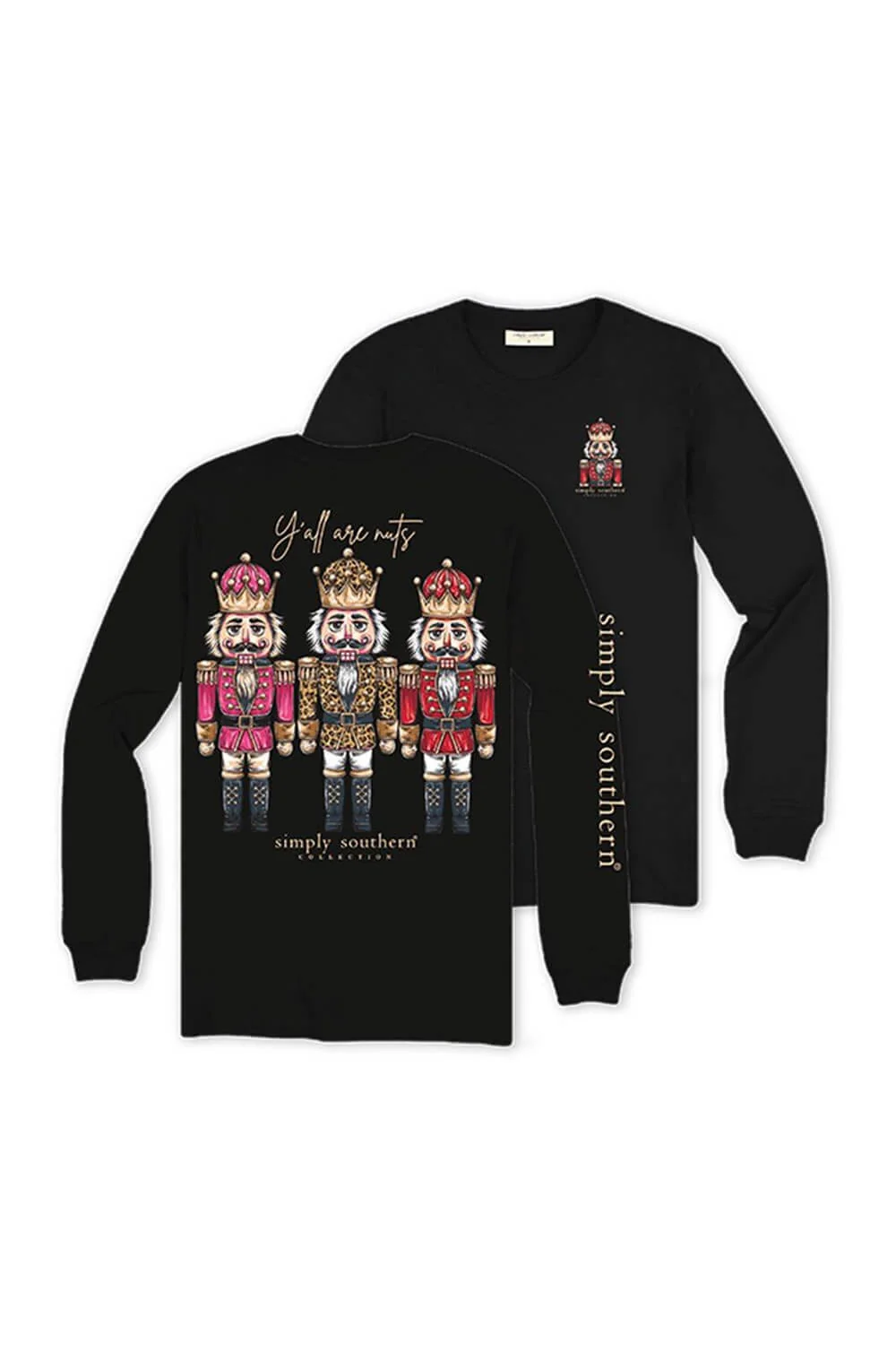 Simply Southern Y’all Are Nuts Long Sleeve T-Shirt for Women in Black | LS-NTCRCKR-BLK - Image 4
