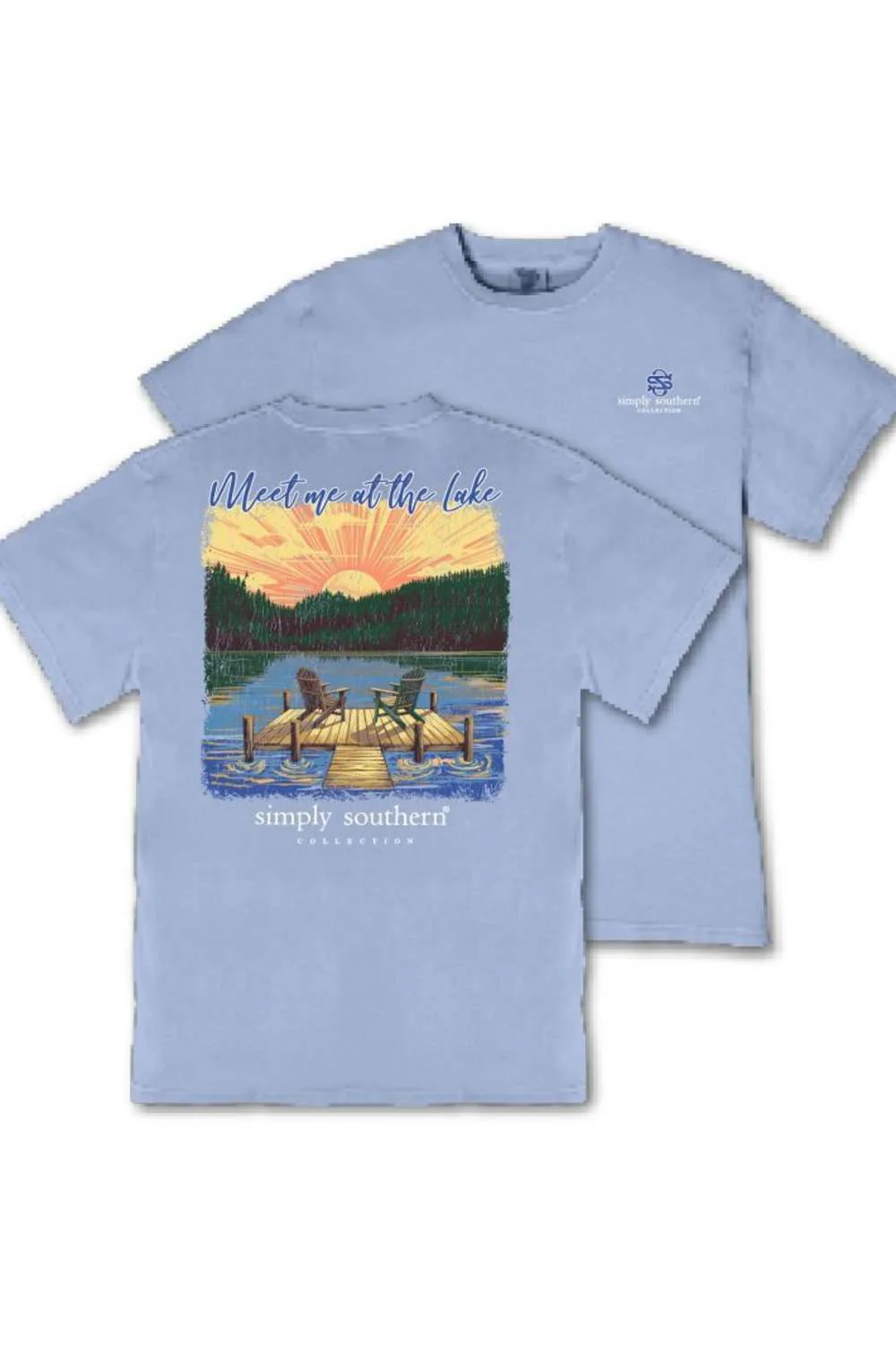 Simply Southern Youth At the Lake T-Shirt for Girls in Faded Blue | YTH-MINWASH-LAKE-FDBLU - Image 2