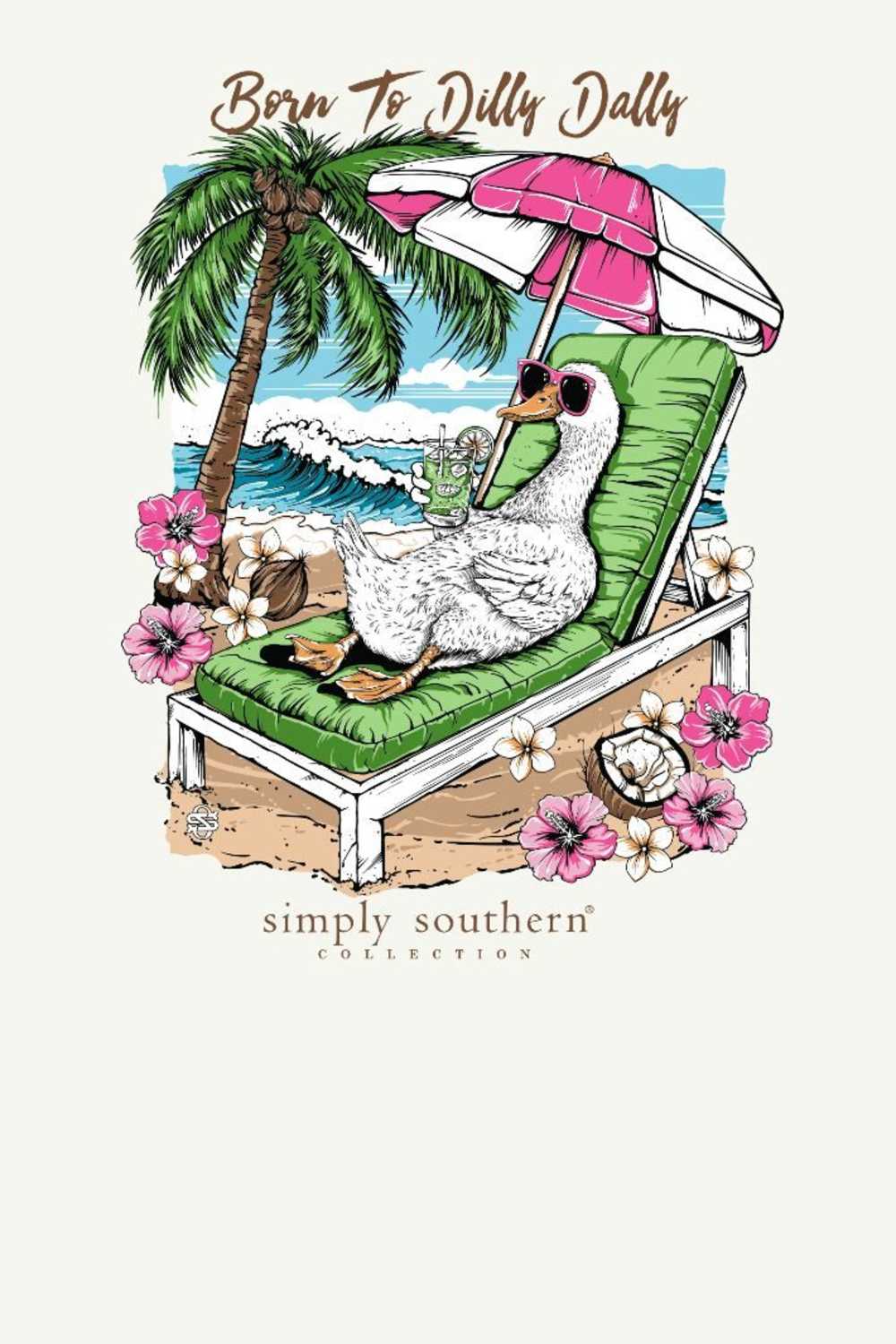 Simply Southern Youth Born to Dilly Dally T-Shirt for Girls in Oyster | YTH-SS-DILLYDALLY-OYSTER - Image 2