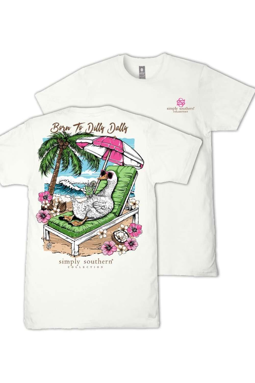 Simply Southern Youth Born to Dilly Dally T-Shirt for Girls in Oyster | YTH-SS-DILLYDALLY-OYSTER - Image 3