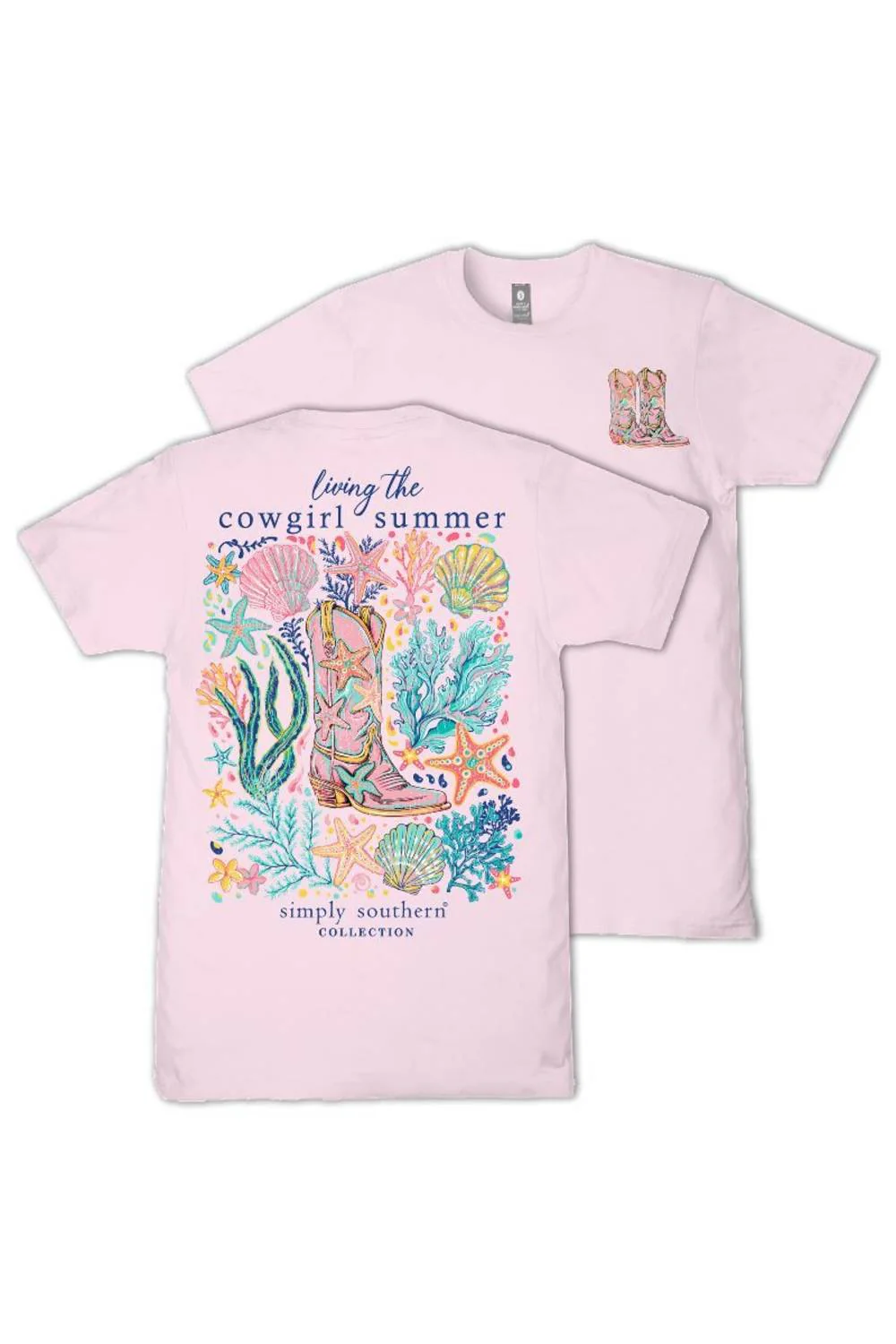 Simply Southern Youth Cowgirl Summer T-Shirt for Girls in Peony Pink | YTH-SS-COWGIRL-PEONY - Image 3