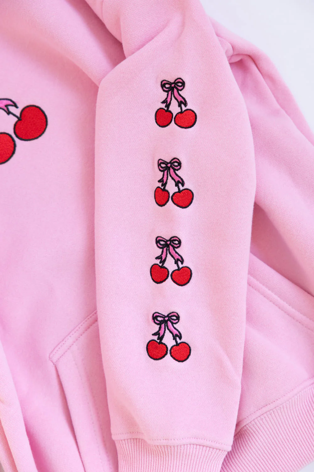 Simply Southern Youth Embroidered Dilara Cherry Hoodie for Girls in Pink | PP-0225-YTH-HD-DILARA-CHRY - Image 3