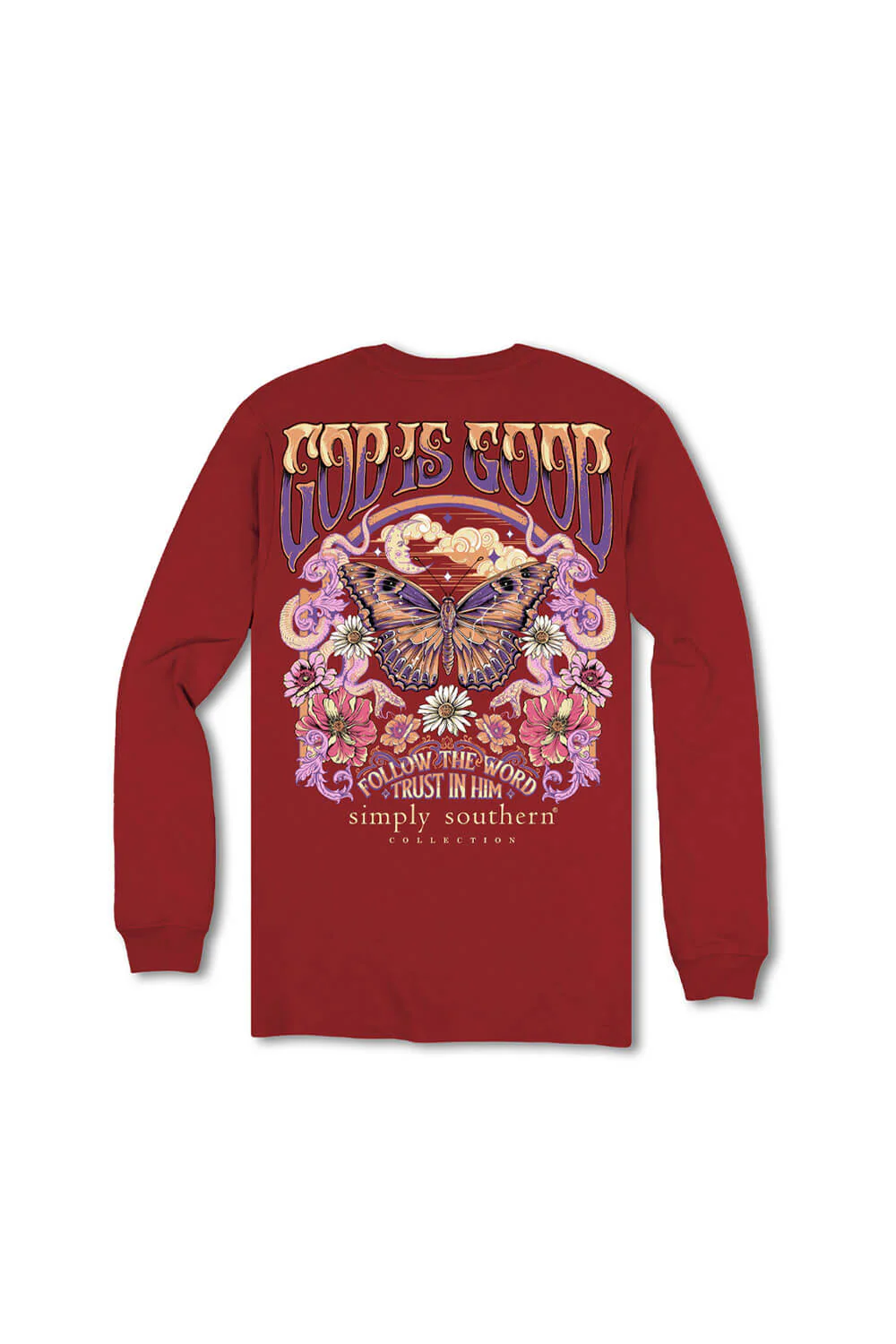 Simply Southern Youth Follow the Word Long Sleeve T-Shirt for Girls in Carmine | YTH-LS-FOLLOW-CARMINE - Image 3