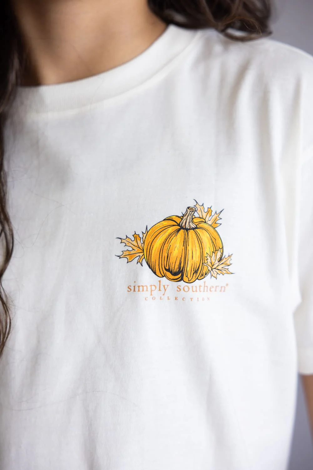 Simply Southern Youth Leaves Are Falling Autumn Is Calling T-Shirt for Girls in Linen | YTH-SS-TEDDYFALL-LINEN - Image 3
