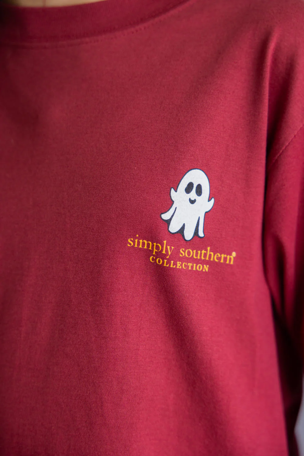 Simply Southern Youth Pumpkin Witch Hat Long Sleeve T-Shirt for Girls in Red | YTH-LS-PMPKN-CARMINE - Image 3