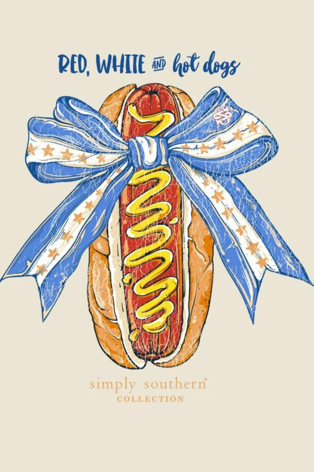 Simply Southern Youth Red White and Hot Dogs Mineral Wash T-Shirt for Girls in Bone | YTH-MINWASH-DOG-BONE - Image 4
