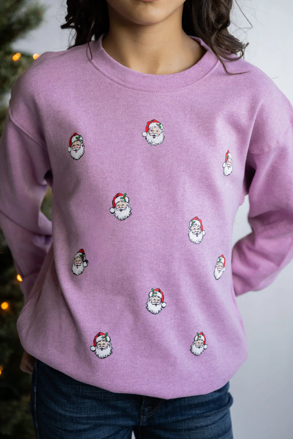 Simply Southern Youth Santa Crewneck for Girls in Pink | YTH-CREW-SANTA-BBLGUM - Image 3