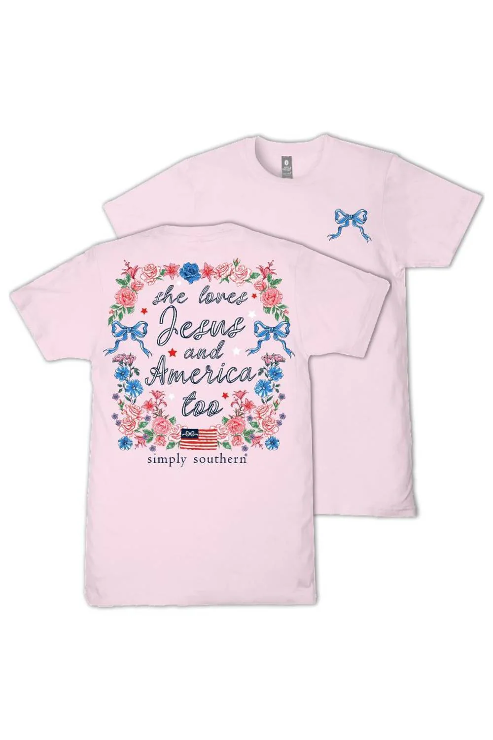 Simply Southern Youth She Loves Jesus T-Shirt for Girls in Peony Pink | YTH-SS-JESUS-PEONY - Image 3