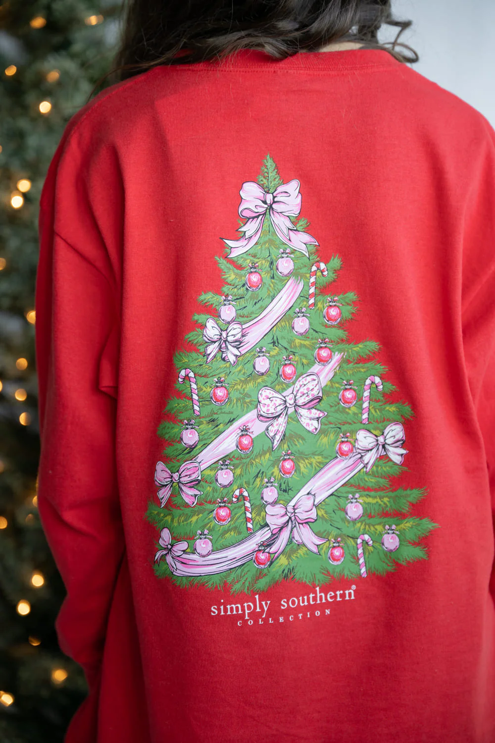 Simply Southern Youth Tree Long Sleeve T-Shirt for Girls in Red | YTH-LS-TREE-RED - Image 2