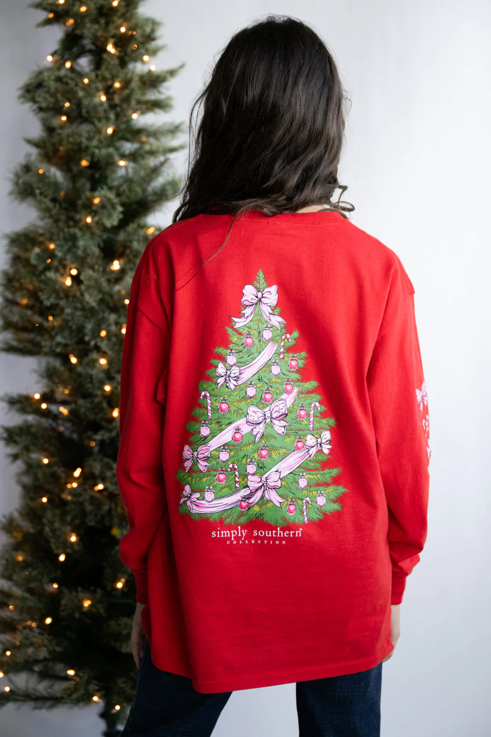 Simply Southern Youth Tree Long Sleeve T-Shirt for Girls in Red | YTH-LS-TREE-RED - Image 4