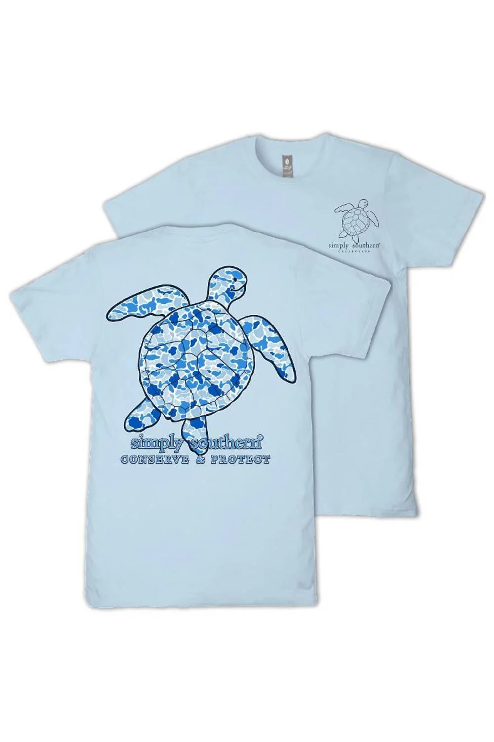 Simply Southern Youth Camo Turtle Tracking T-Shirt for Girls in Ice Blue | YTH-SS-TRACKT3-BLUCAMO-ICE - Image 3