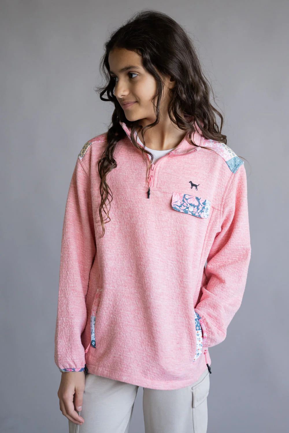 Simply Southern Youth Aria ¼ Zip Pullover for Girls in Petal | PP-0225-YTH-QTRZIP-ARIA-PETAL - Image 3