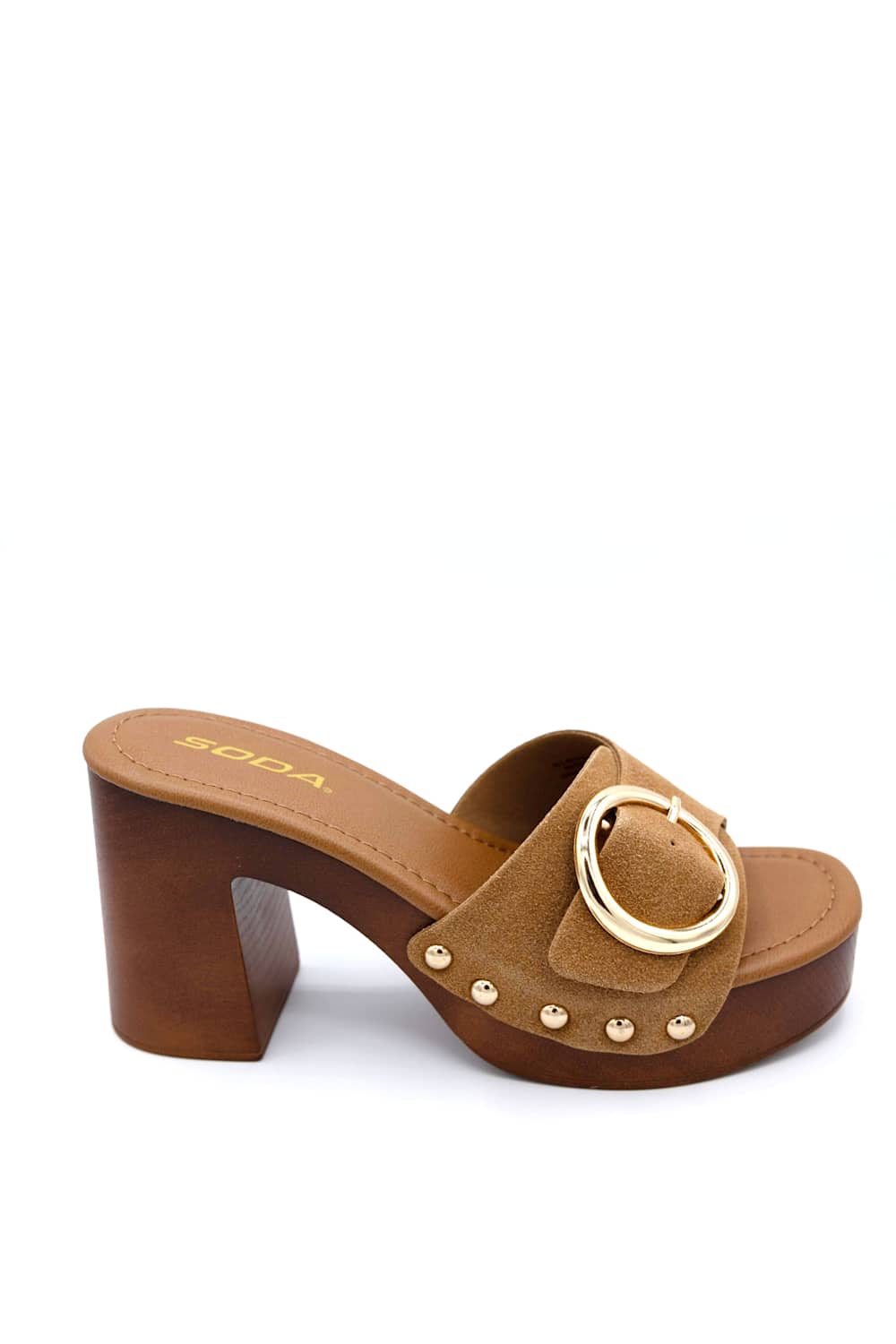Soda Citrus Platform Block Heels for Women in Tan | CITRUS-S TAN - Image 2