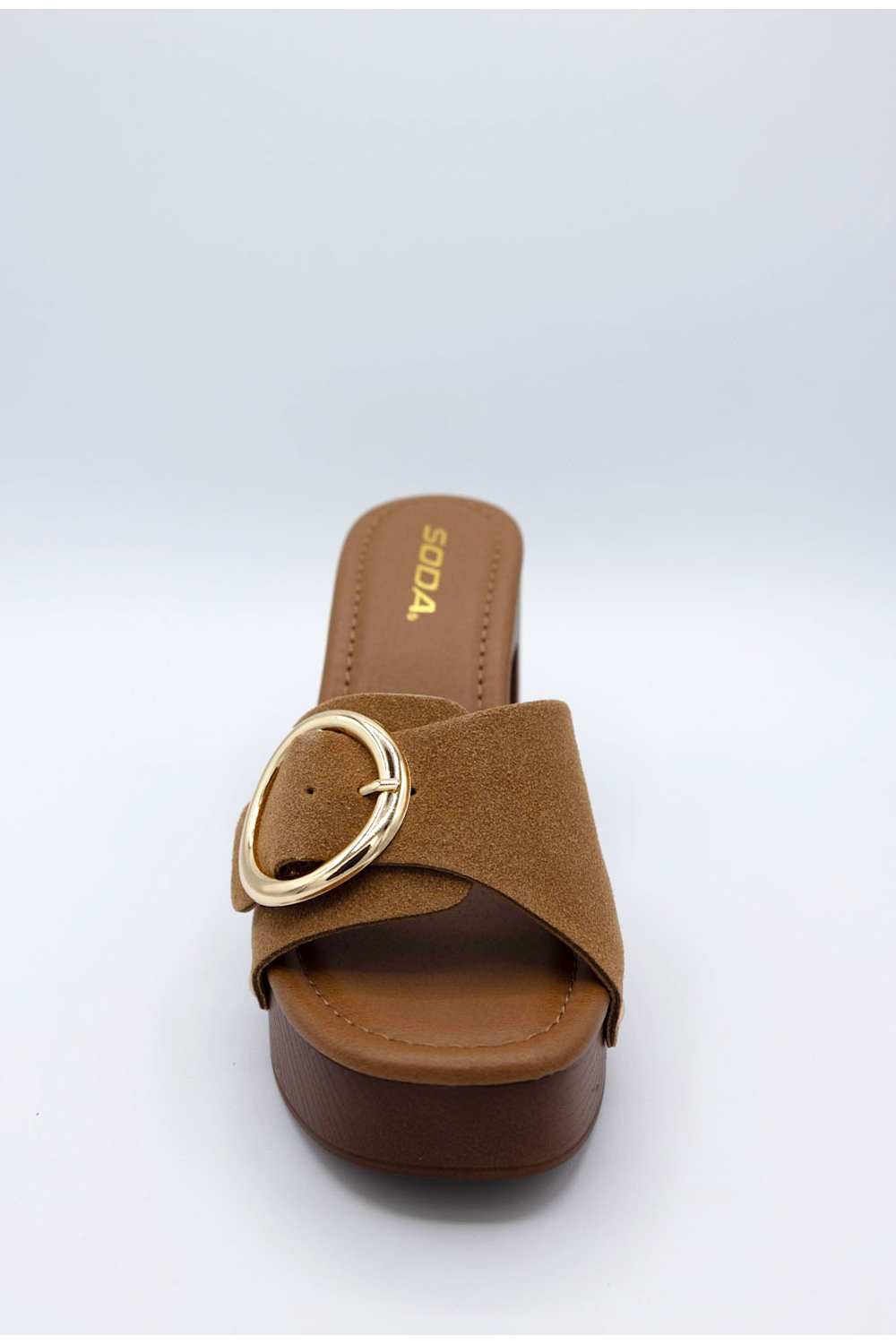 Soda Citrus Platform Block Heels for Women in Tan | CITRUS-S TAN - Image 3