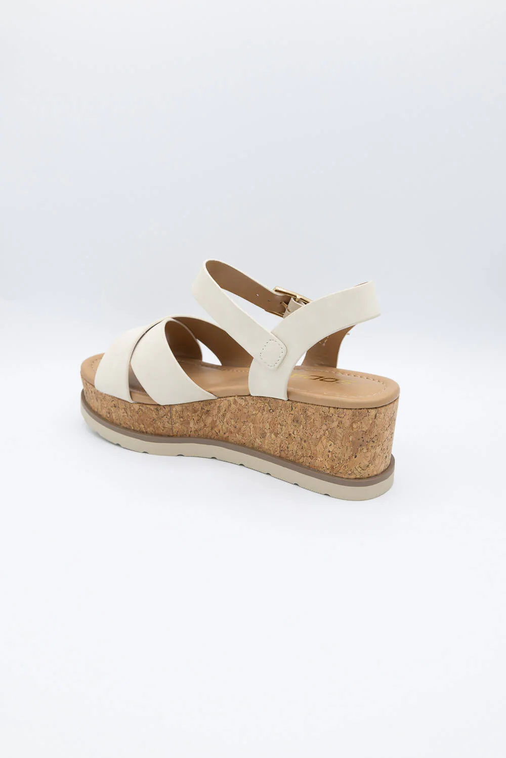 Soda Clever Criss Cross Platform Sandals for Women in Beige | CLEVER-S BEIGE - Image 4