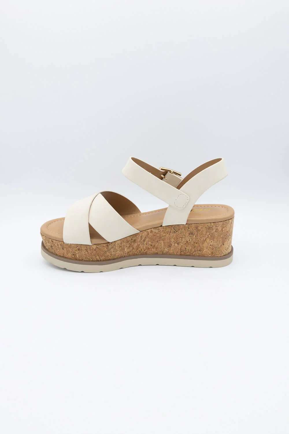 Soda Clever Criss Cross Platform Sandals for Women in Beige | CLEVER-S BEIGE - Image 5