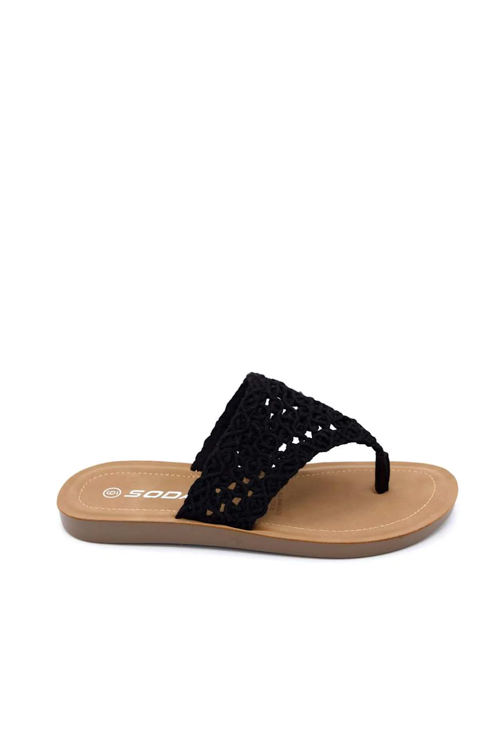 Soda Lookin Crotchet Flip Flops for Women in Black | LOOKIN-S BLACK - Image 2