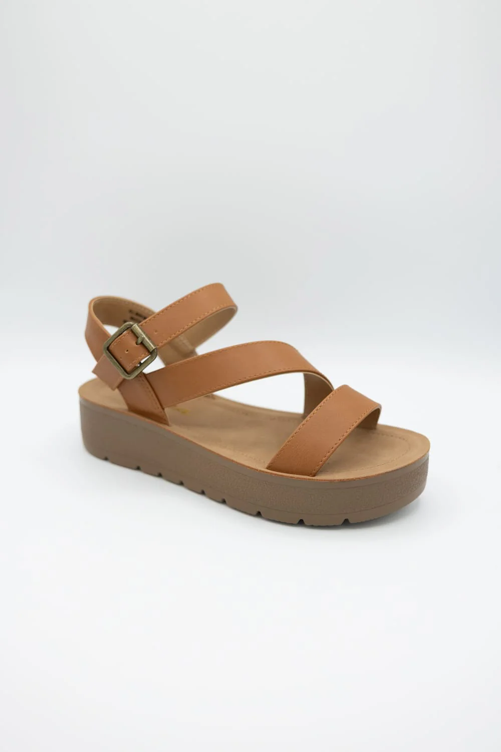 Soda Edoly Asymmetrical Platform Sandals for Women in Cognac | EDOLY-S COGNAC - Image 3