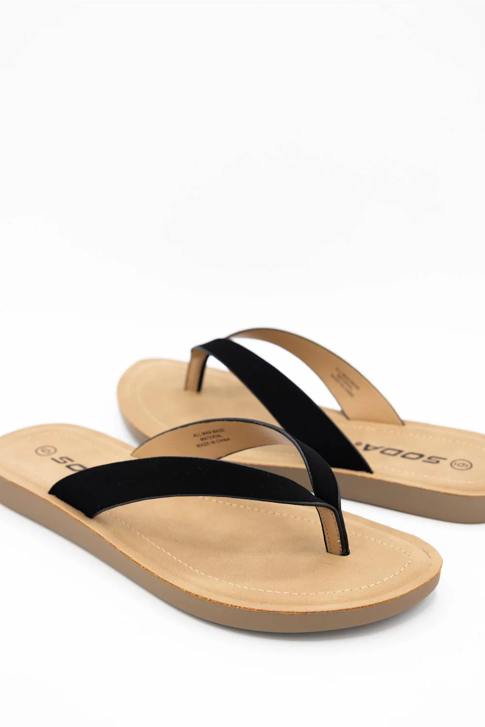 Soda Ella Flip Flops for Women in Black | ELLA-M BLACK - Image 2