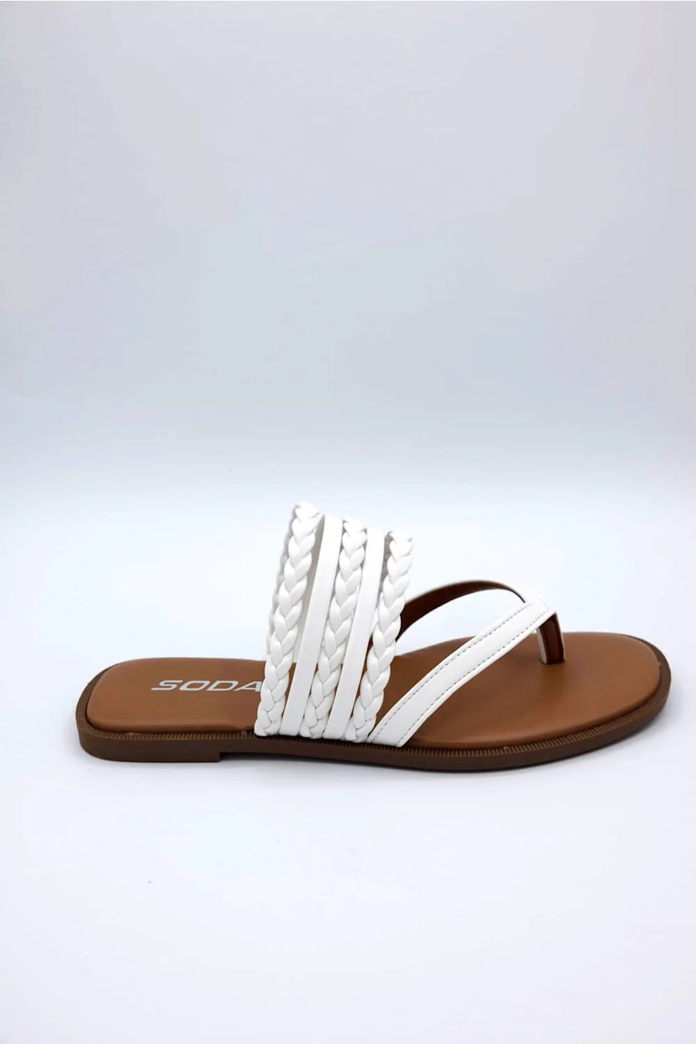 Soda Garrick Braided Flip Flops for Women in White | GARRICK-S WHITE - Image 2