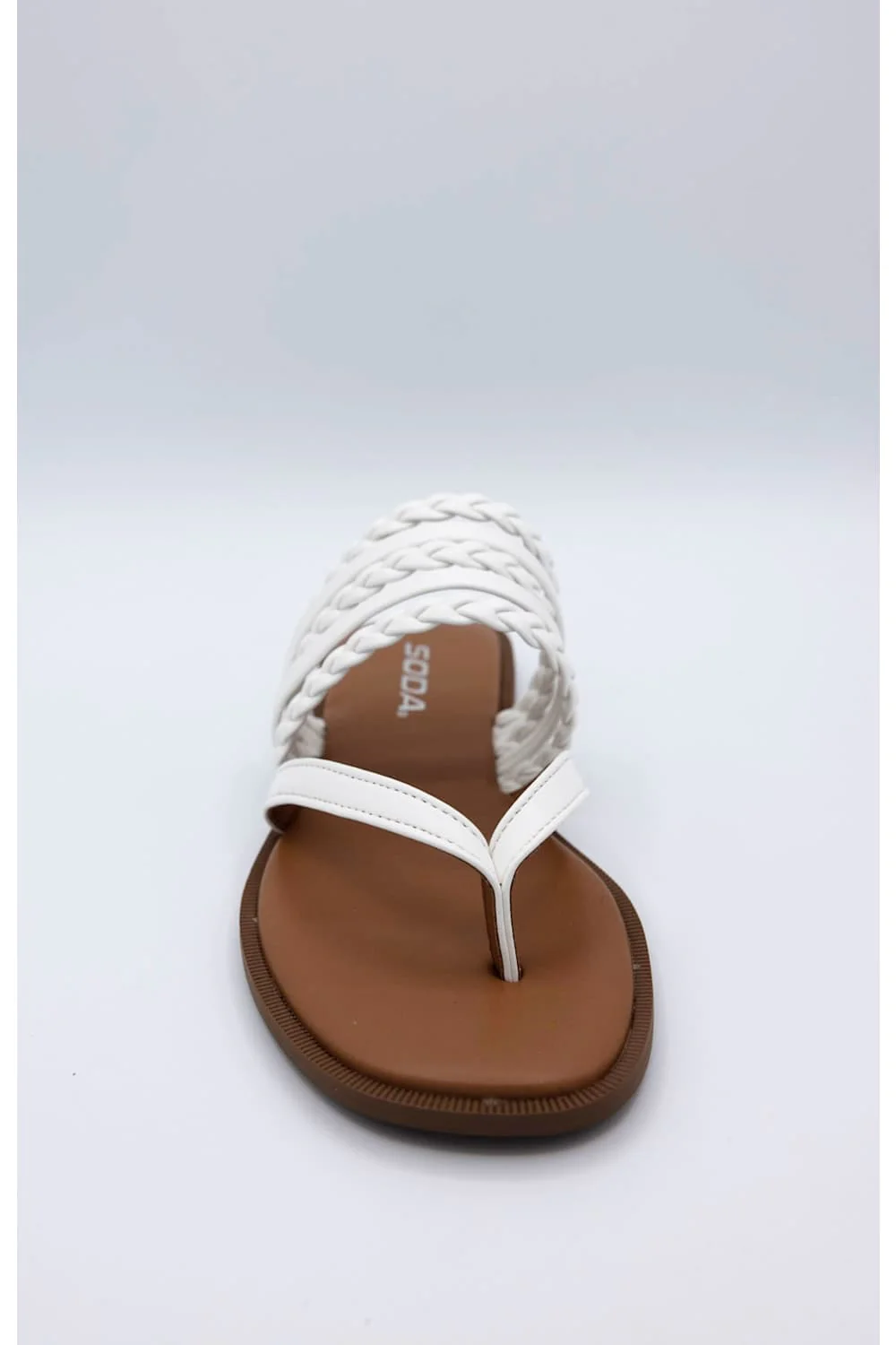 Soda Garrick Braided Flip Flops for Women in White | GARRICK-S WHITE - Image 3