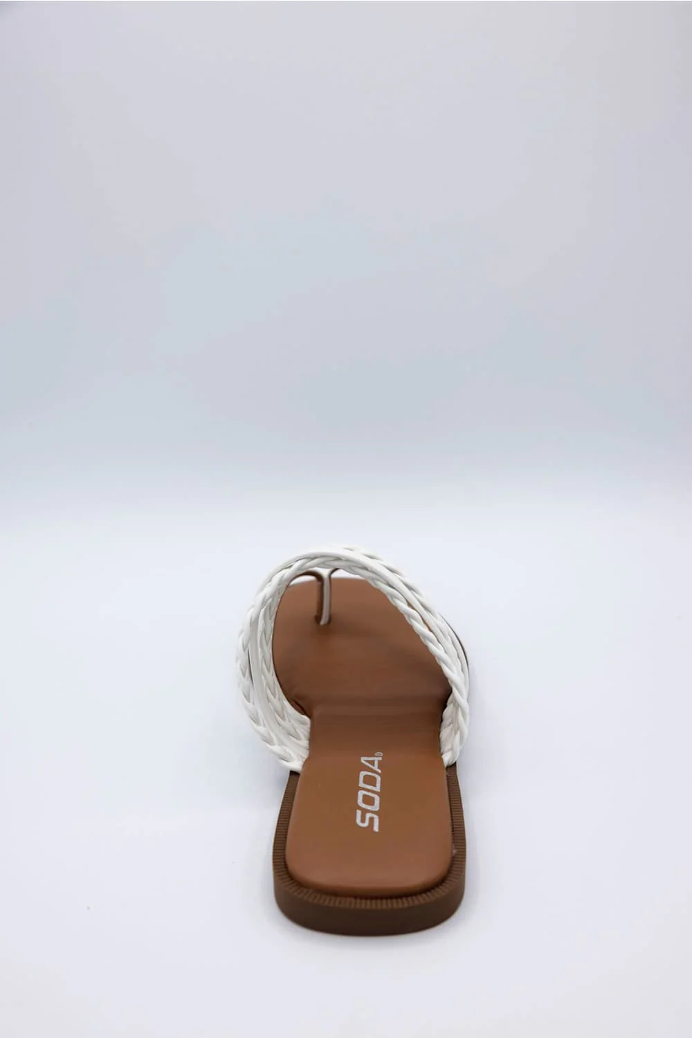 Soda Garrick Braided Flip Flops for Women in White | GARRICK-S WHITE - Image 4