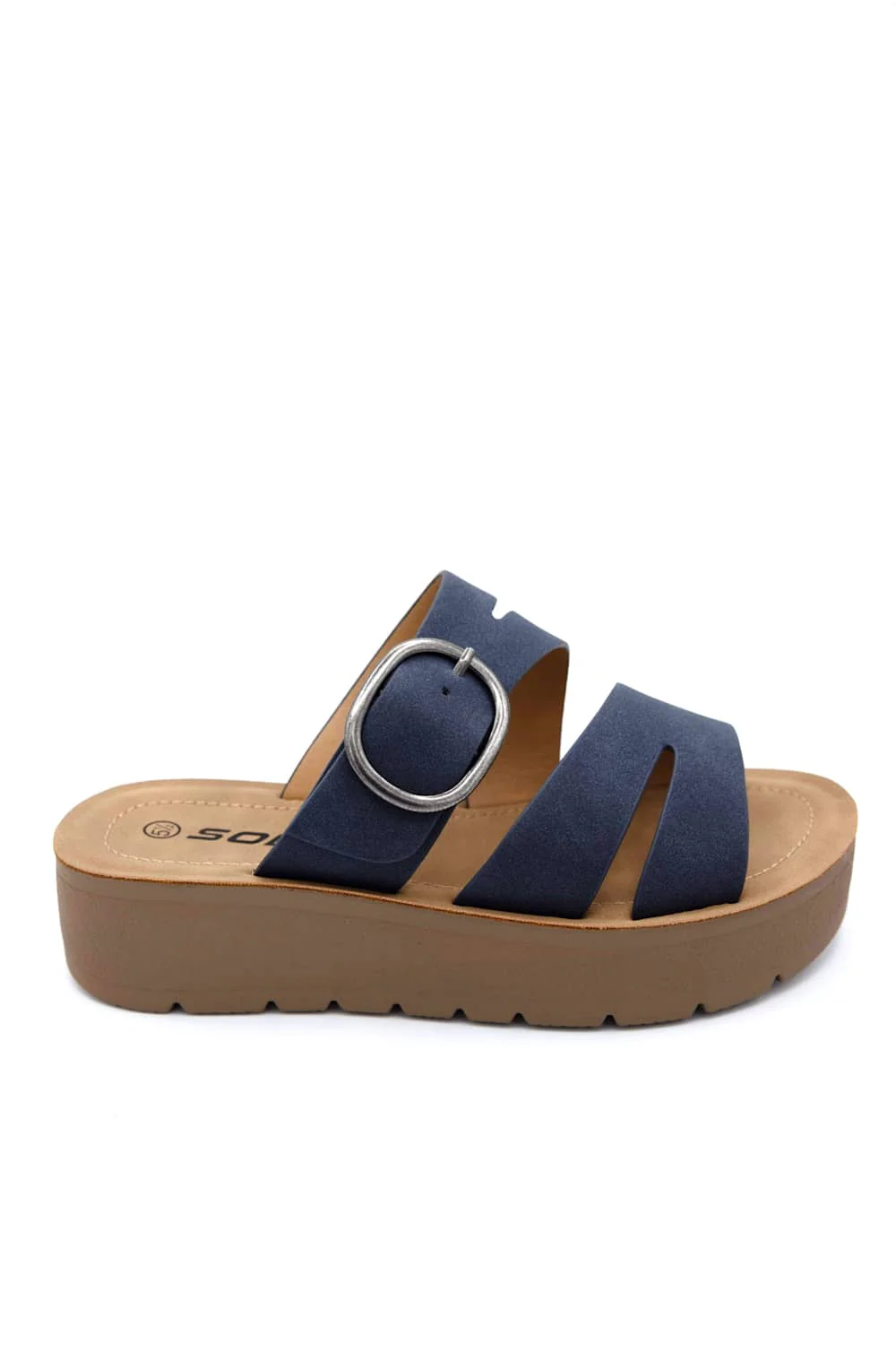 Soda Hanson Platform Sandals for Women in Navy | HANSON-S NAVY - Image 2