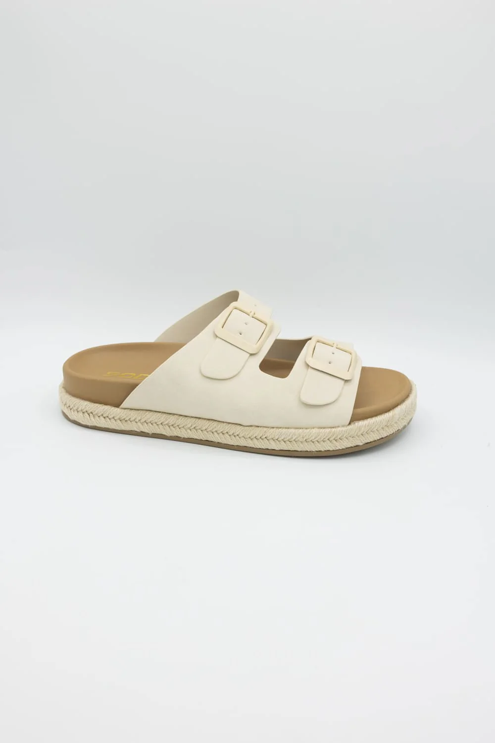 Soda Hertha Two Buckle Platform Sandals in Beige | HERTHA-S BEIGE - Image 4