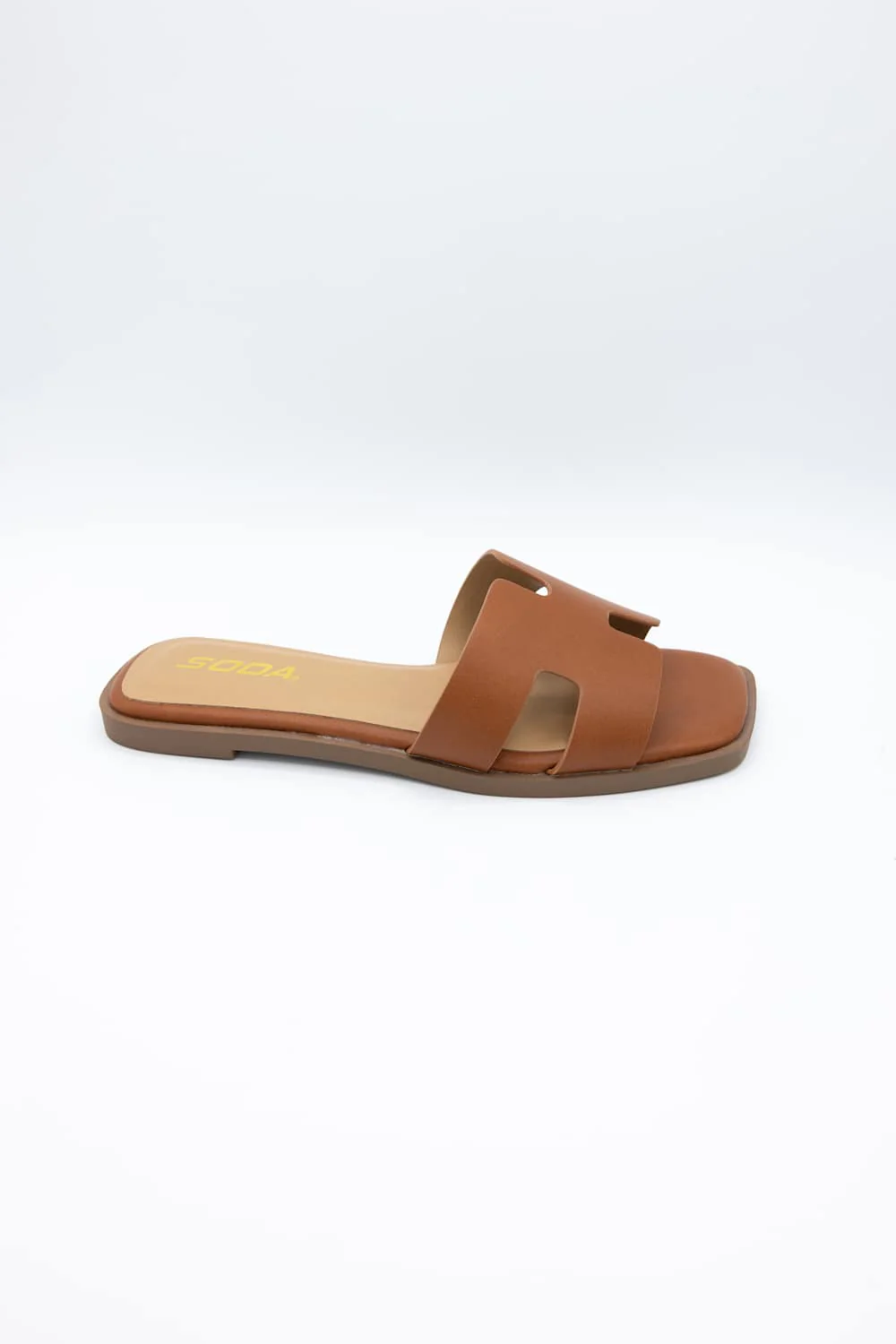 Soda Knit H-Band Slide Sandals for Women in Cognac | KNIT-S COGNAC - Image 2