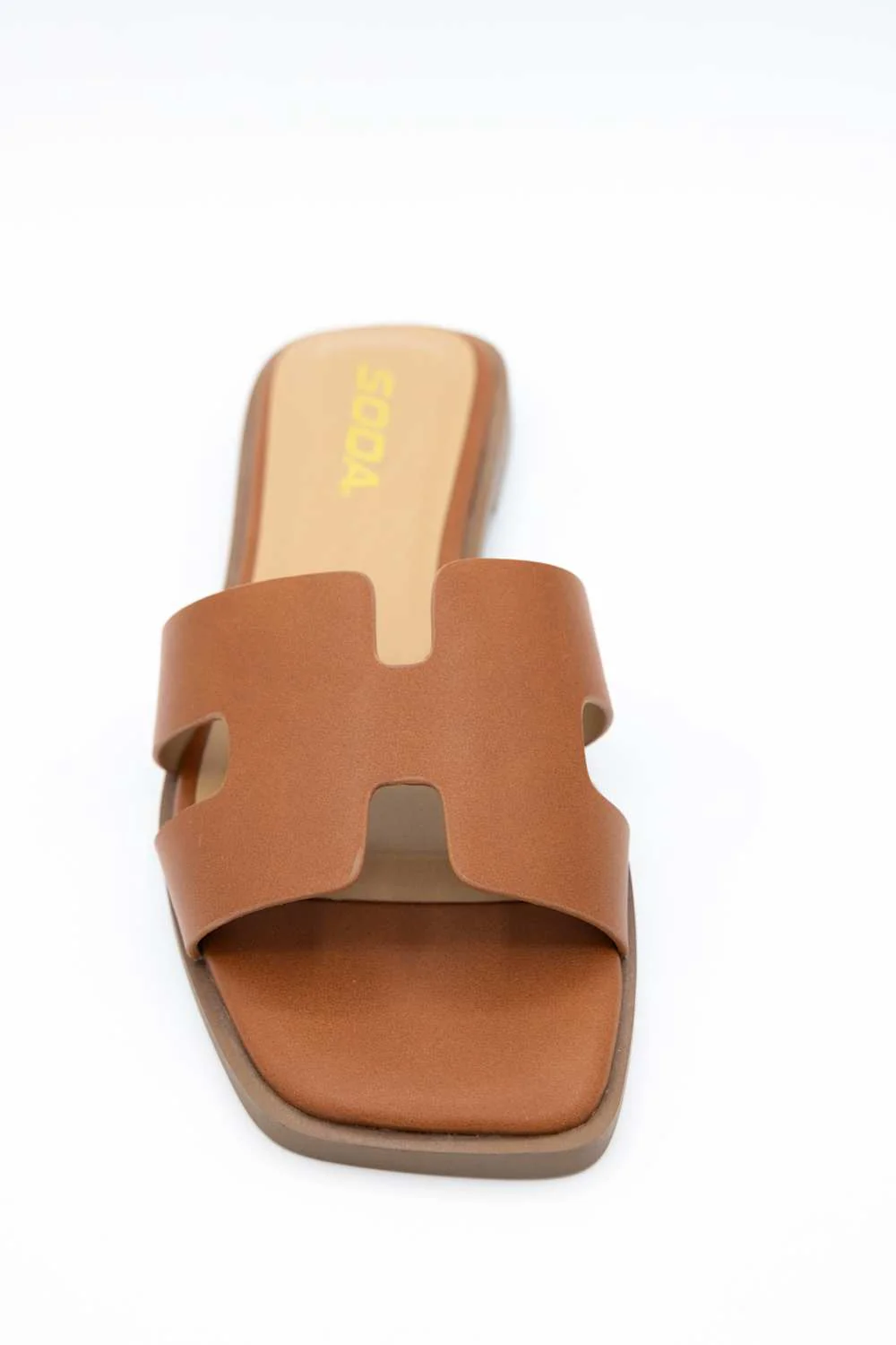 Soda Knit H-Band Slide Sandals for Women in Cognac | KNIT-S COGNAC - Image 3