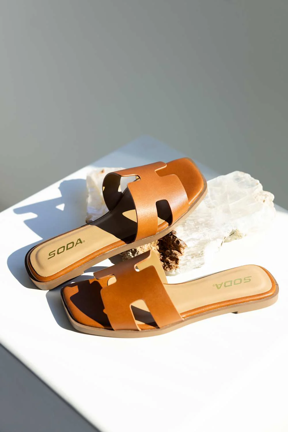 Soda Knit H-Band Slide Sandals for Women in Cognac | KNIT-S COGNAC - Image 6