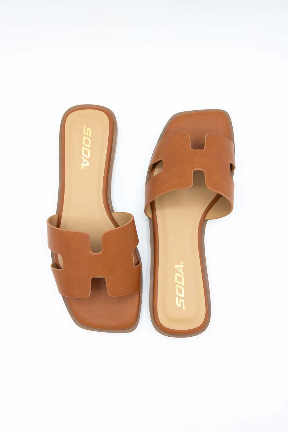 Soda Knit H-Band Slide Sandals for Women in Cognac | KNIT-S COGNAC - Image 7