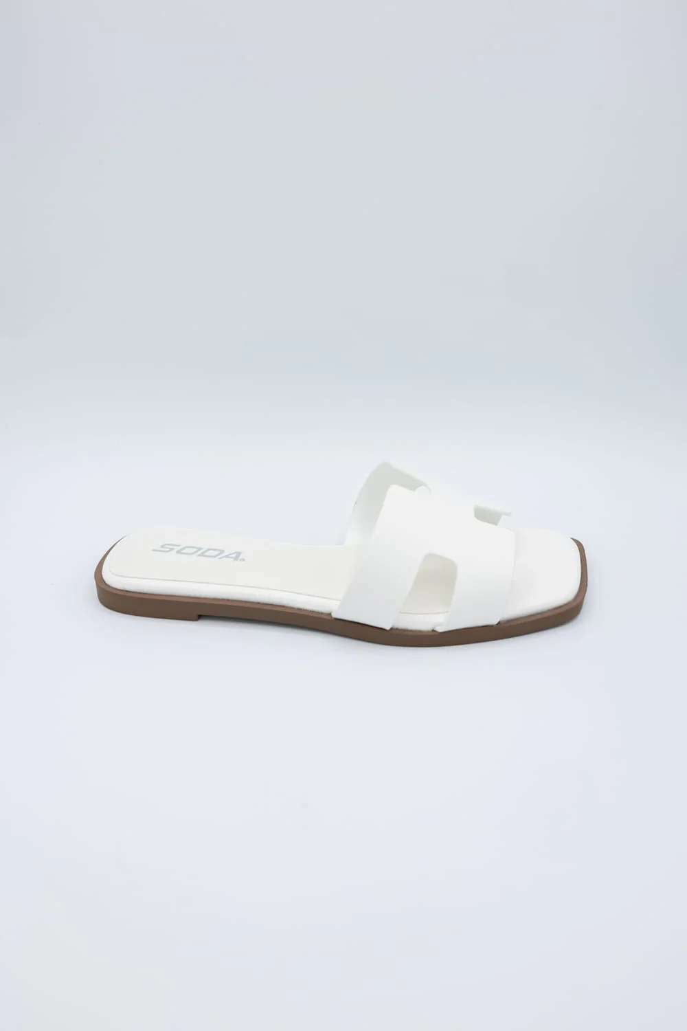 Soda Knit H-Band Slide Sandals for Women in White | KNIT-S WHITE - Image 3