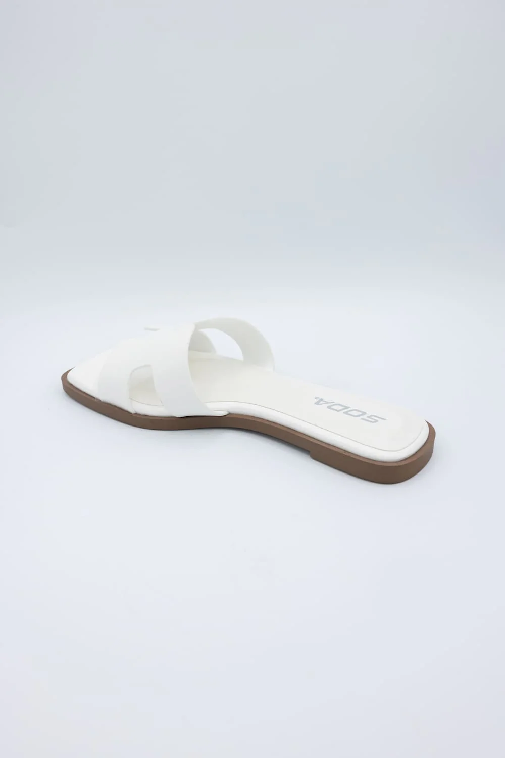 Soda Knit H-Band Slide Sandals for Women in White | KNIT-S WHITE - Image 4