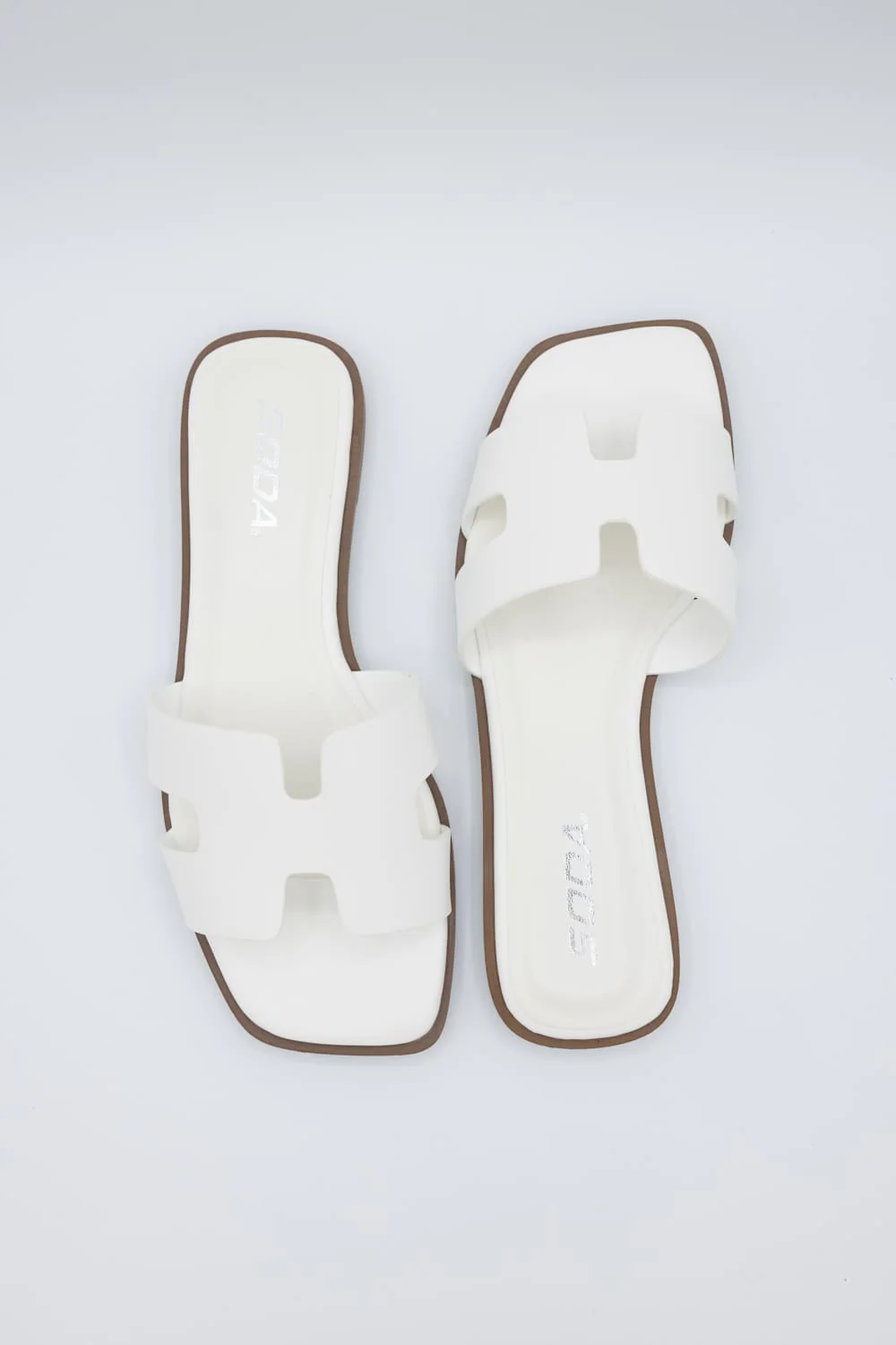 Soda Knit H-Band Slide Sandals for Women in White | KNIT-S WHITE - Image 6