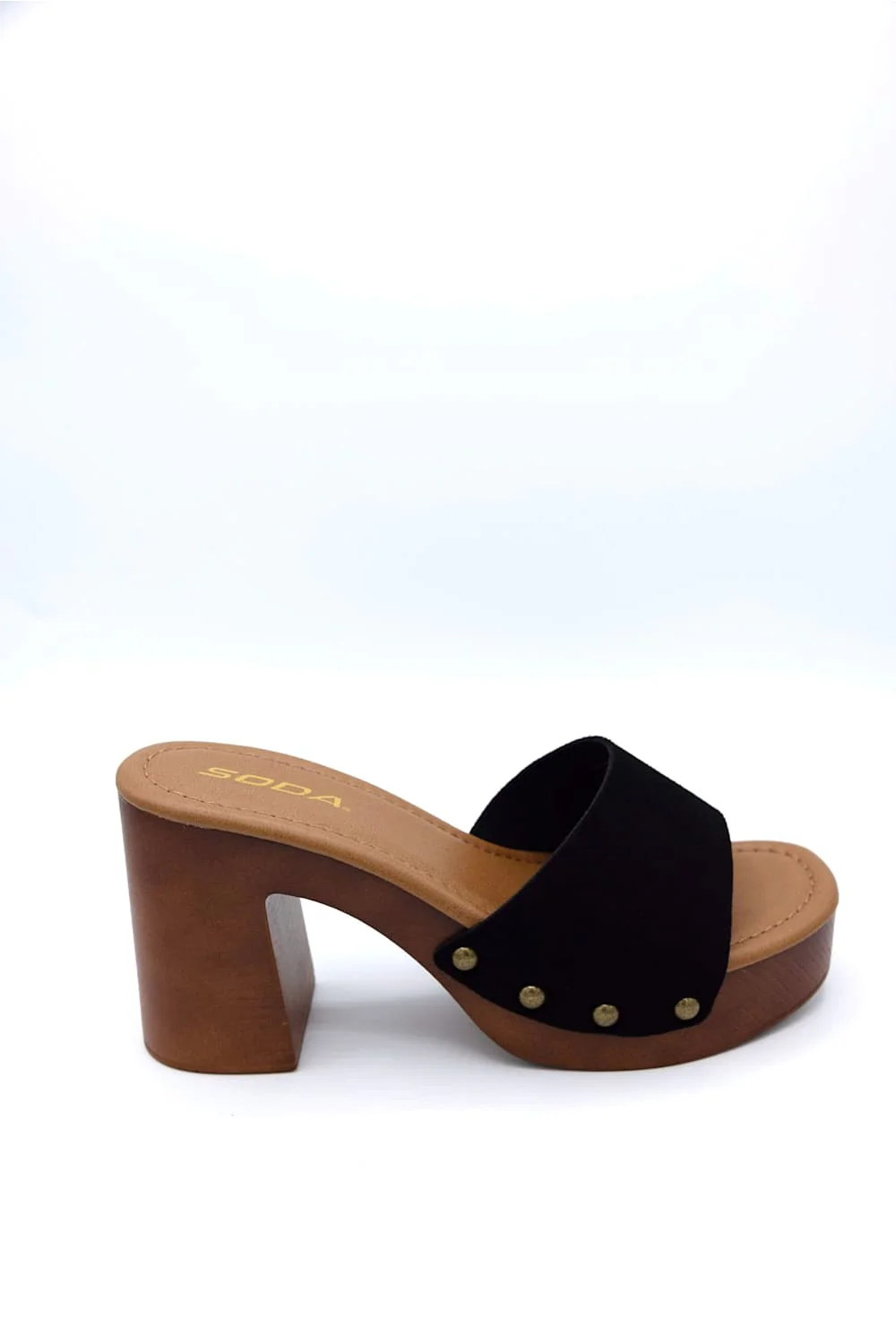 Soda Lemon Platform Block Heels for Women in Black | LEMON-S BLACK - Image 2