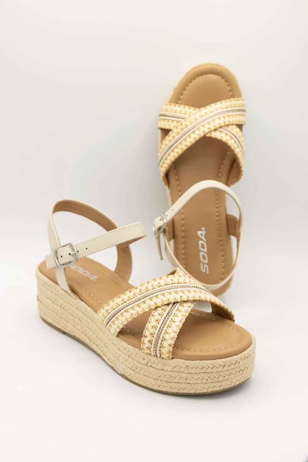 Soda Mega Rope Platform Sandals for Women in Cream | MEGA-S CREAM MULTI - Image 2
