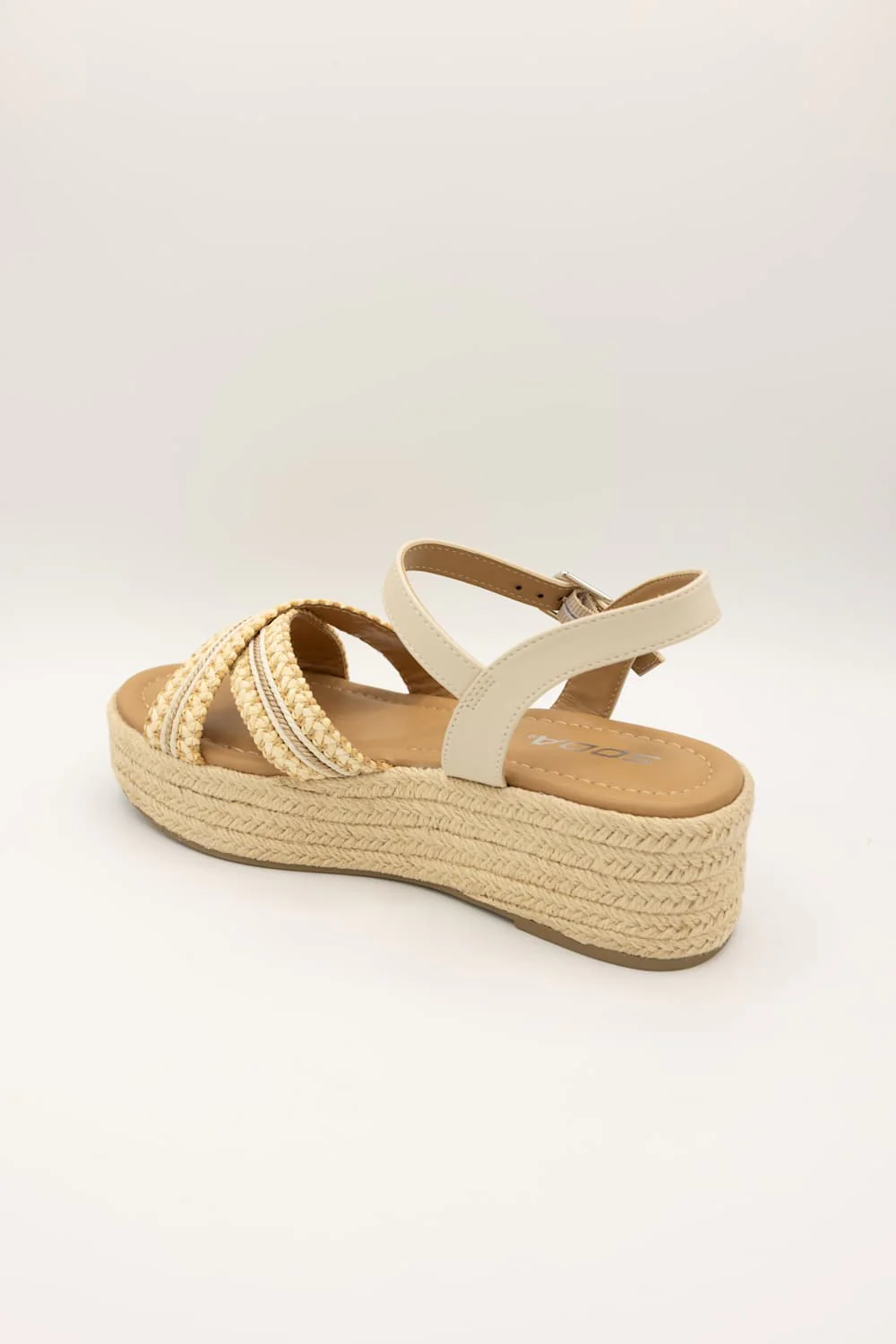 Soda Mega Rope Platform Sandals for Women in Cream | MEGA-S CREAM MULTI - Image 5