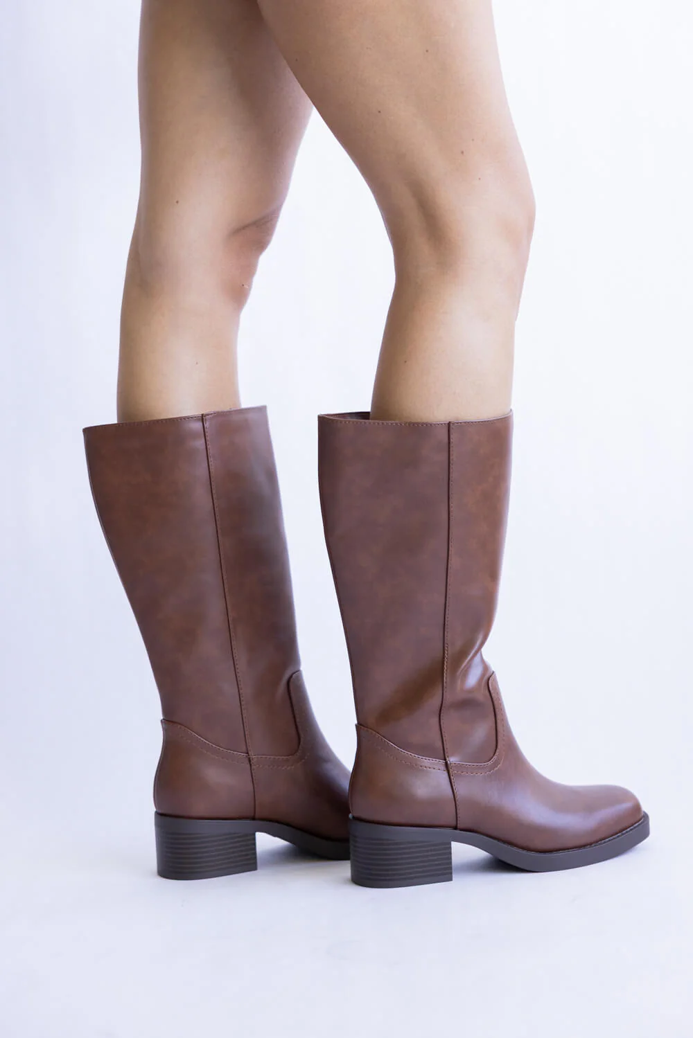 Soda Mid Calf Faux Leather Boots for Women in Cognac | BELVIN-COGNAC - Image 5