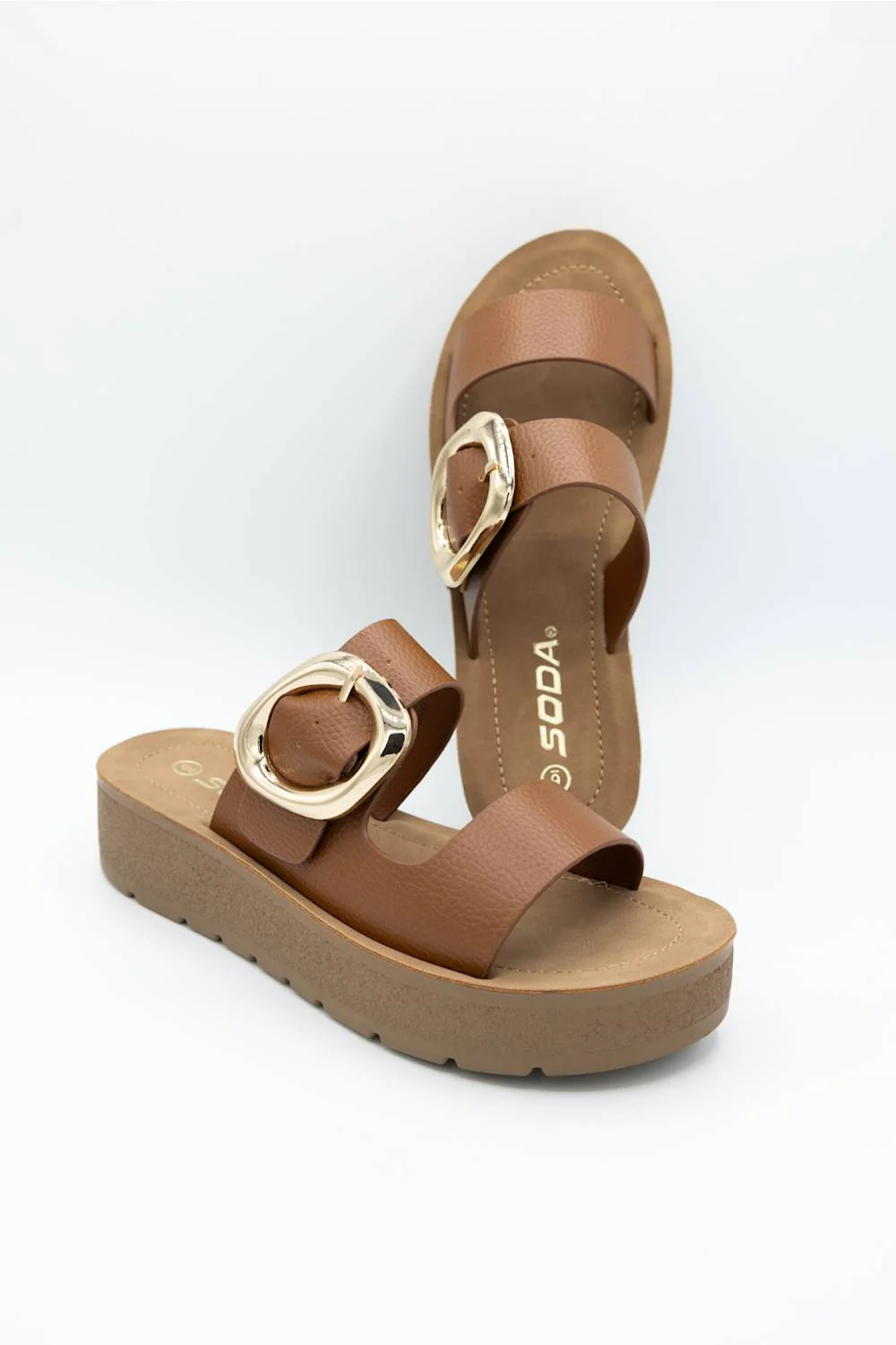 Soda Shance Platform Sandals for Women in Cognac | SHANCE-S COGNAC - Image 2