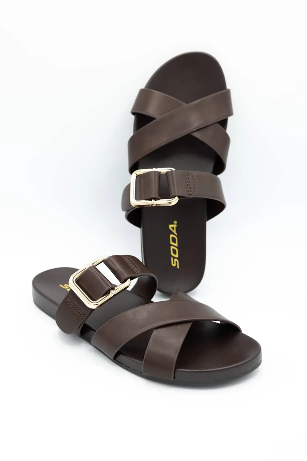Soda Terse Slide Sandals in Brown | TERSE-S BROWN - Image 2