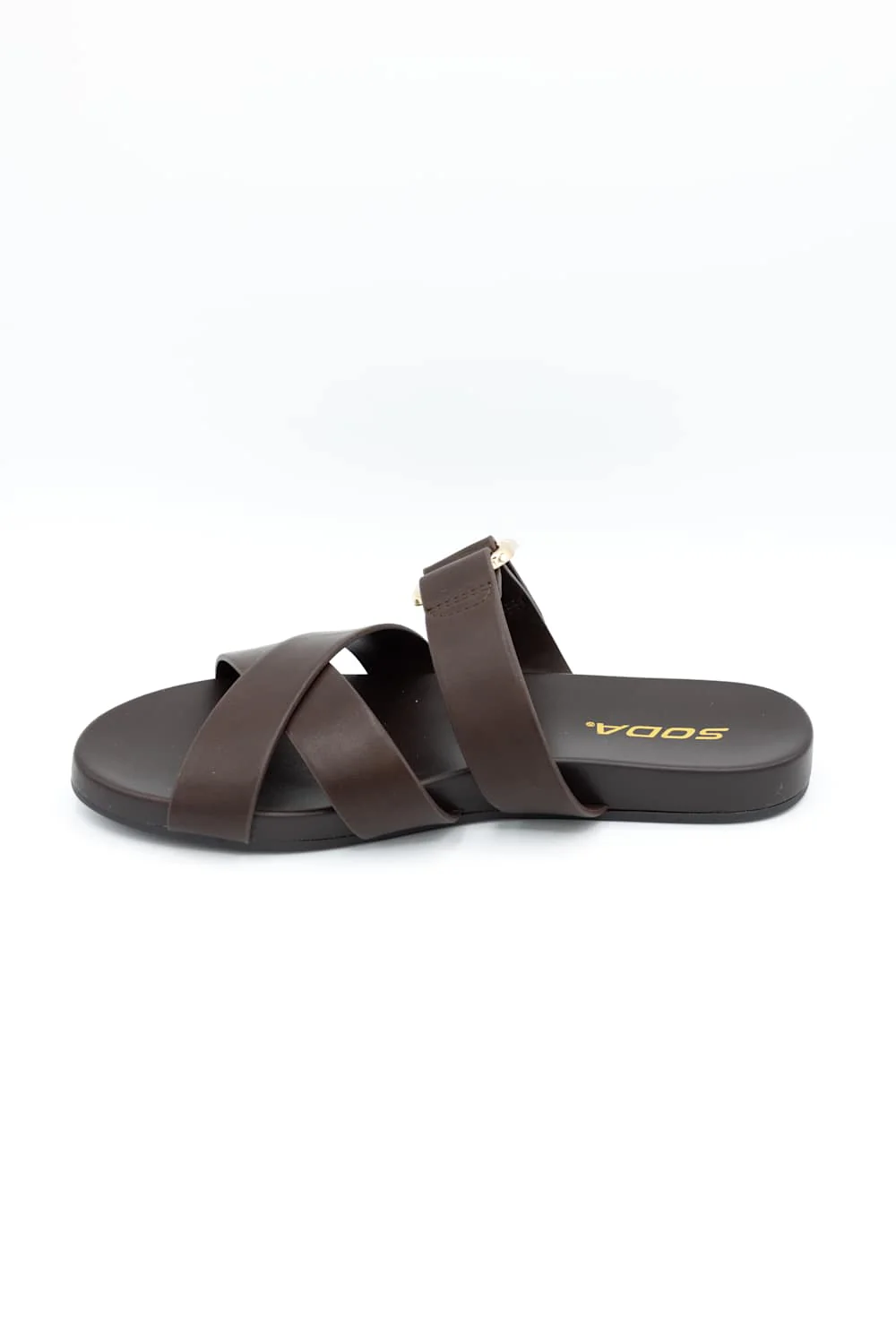 Soda Terse Slide Sandals in Brown | TERSE-S BROWN - Image 4
