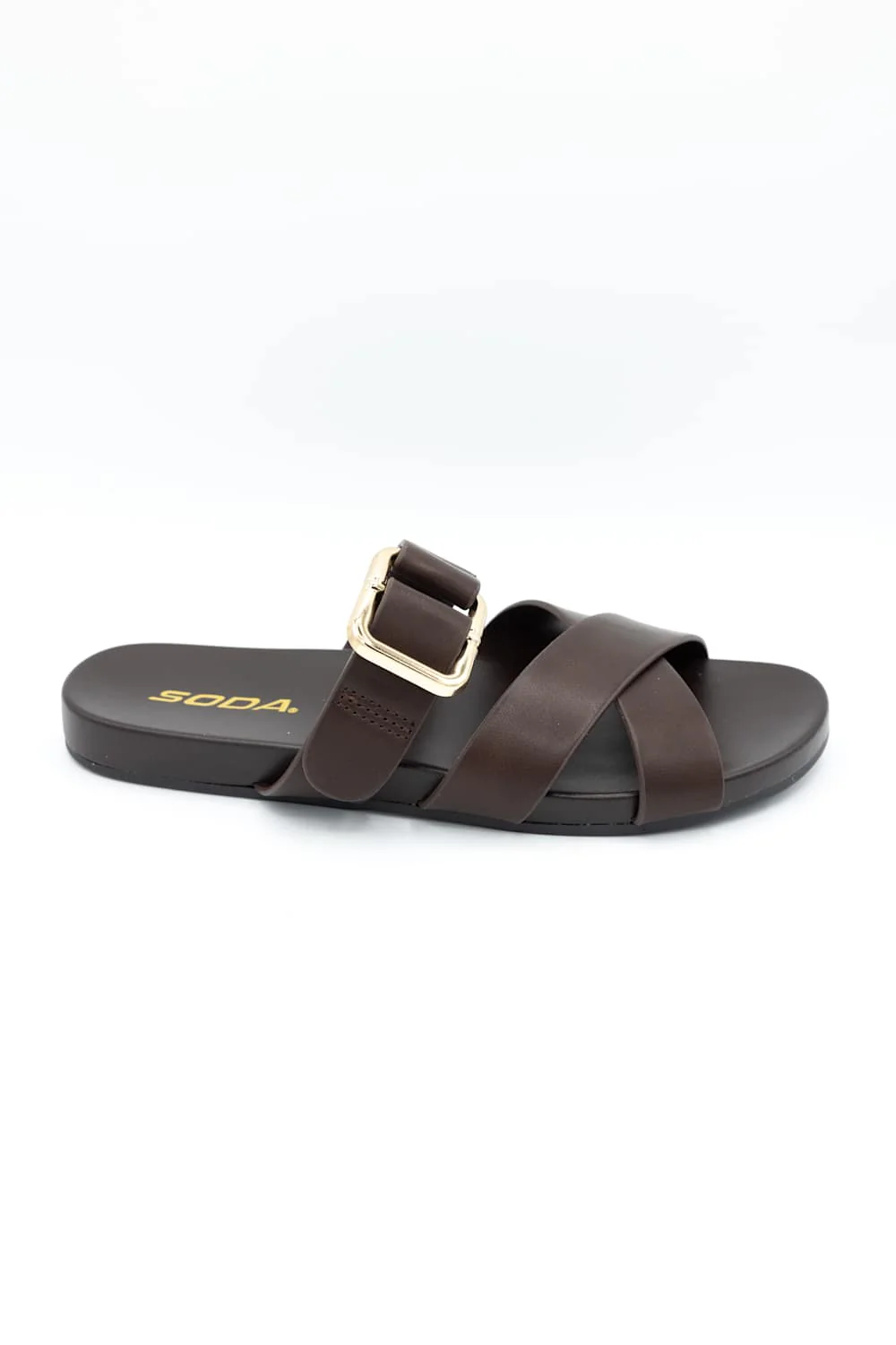 Soda Terse Slide Sandals in Brown | TERSE-S BROWN - Image 5