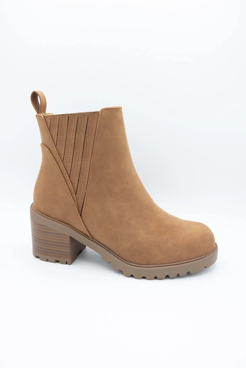 Soda Wisely Lug Booties for Women in Cognac | WISELY-S COGNAC - Image 3