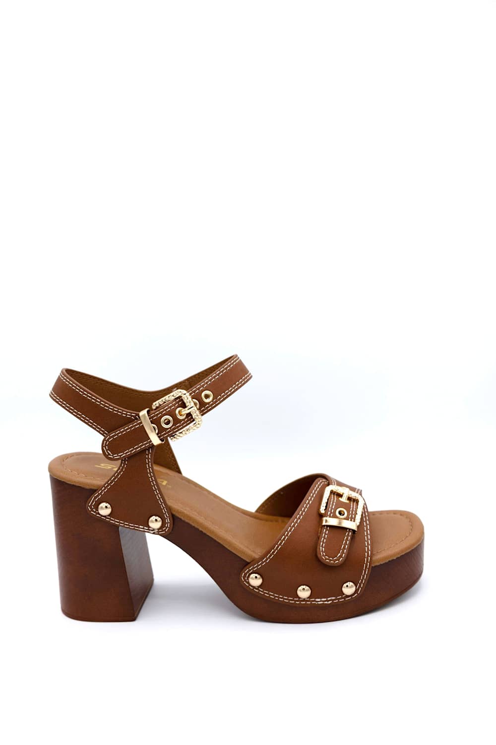 Soda Yuzu Platform Block Heels for Women in Brown  | YUZU-S TAN - Image 2