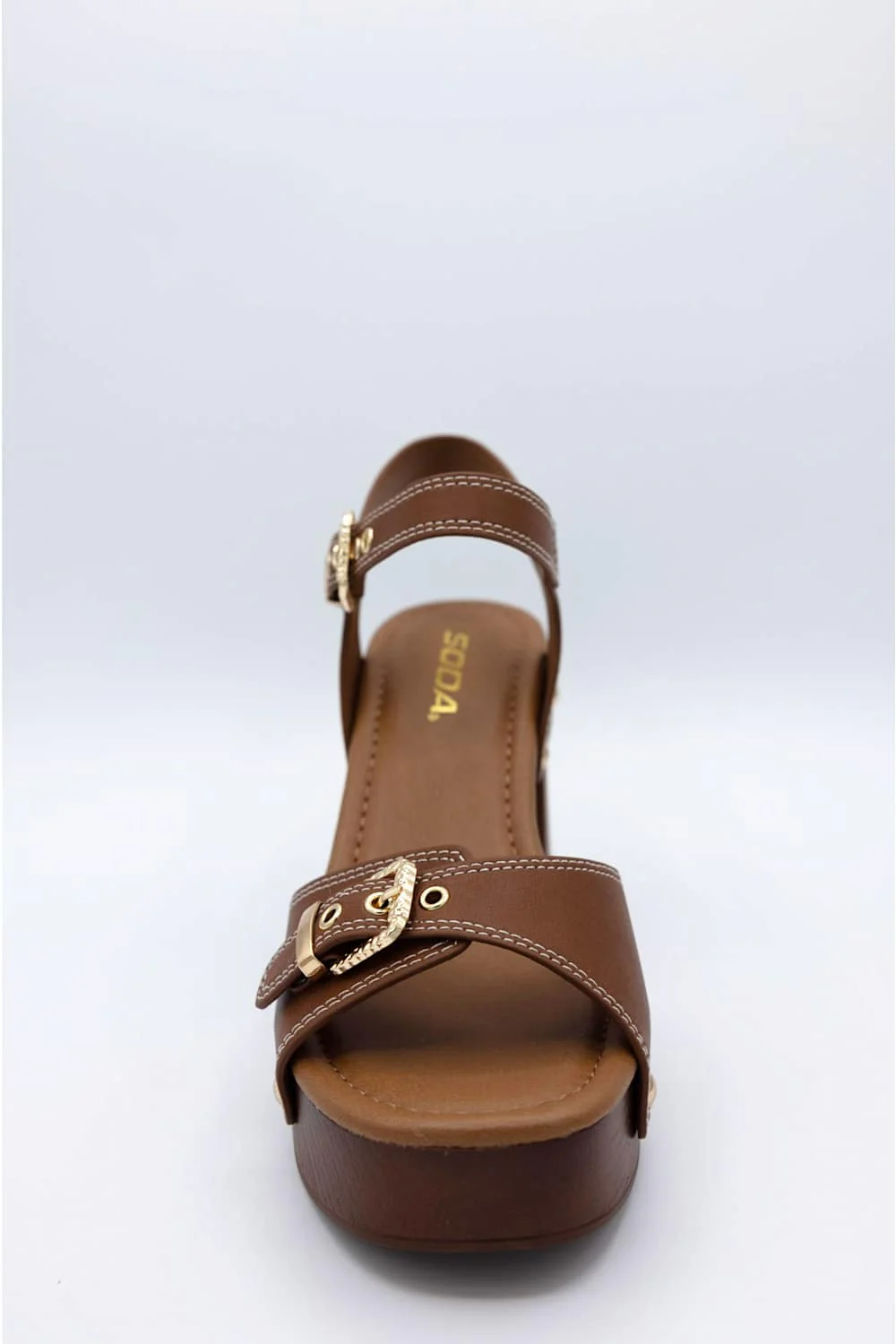 Soda Yuzu Platform Block Heels for Women in Brown  | YUZU-S TAN - Image 3