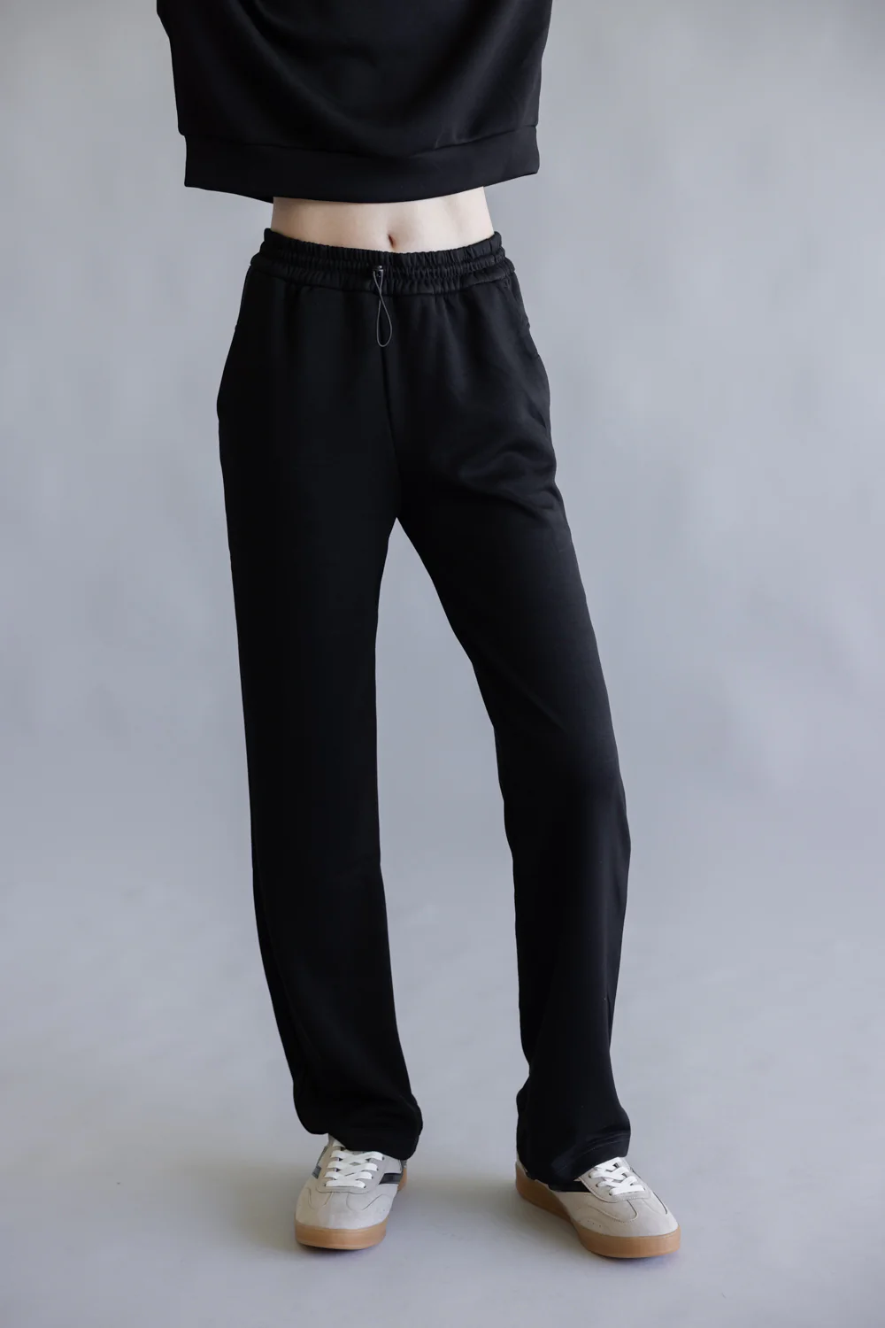Love Tree Buttery Soft Wide Leg Jogger Pants for Women in Black | 60078PN-BLACK - Image 2