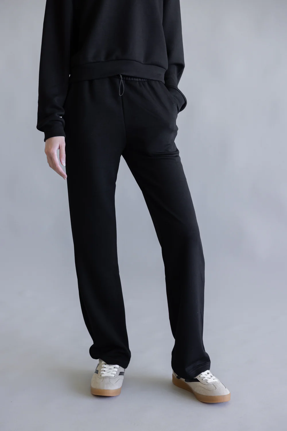 Love Tree Buttery Soft Wide Leg Jogger Pants for Women in Black | 60078PN-BLACK - Image 5