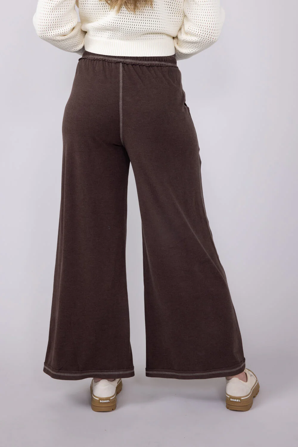 Soft Touch Wide Leg Lounge Pants for Women in Brown | FP3291-BROWN - Image 2